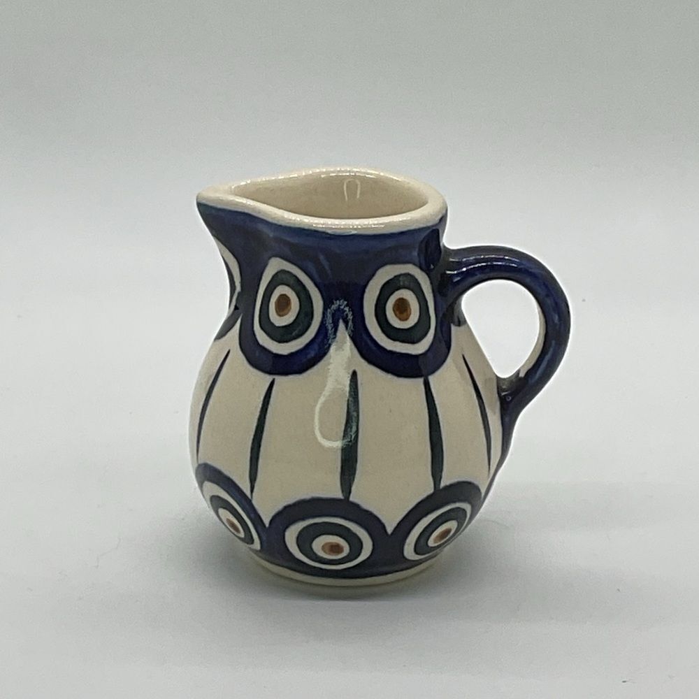 Polish Pottery Dana Boleslawiec Blue and Cream Ceramic Small Pitcher/Creamer